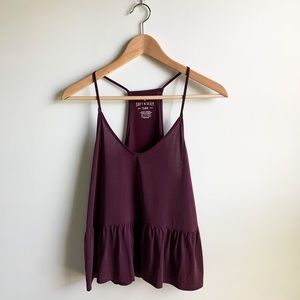 American Eagle Plum V-Neck Racerback Tank Top
